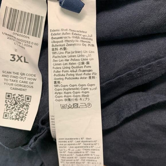 120% LINO Size 46 Navy Linen Notch Lapel Sport Coat - Picture 8 of 10